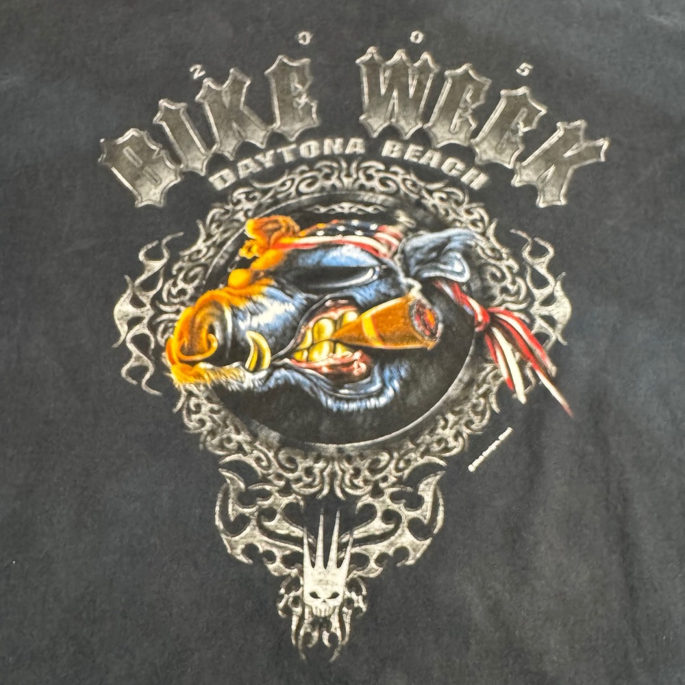Vintage Daytona Bike Week 2005 Slick Designs Graphic T-Shirt Mens XL Black Good - Picture 9 of 11